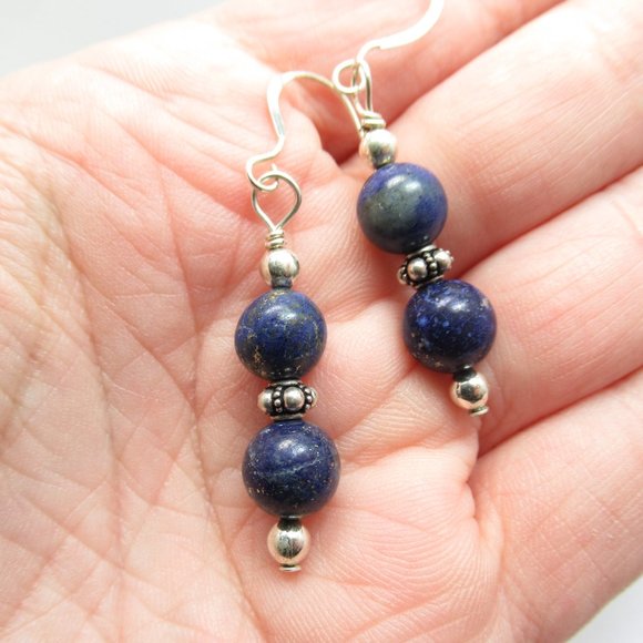 Lapis and vintage silver earrings - Picture 1 of 9